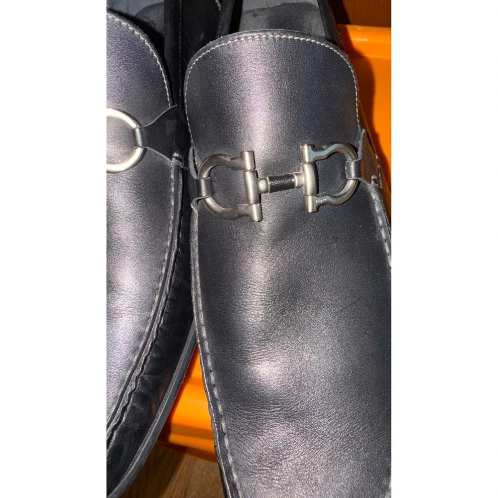 SALVATORE FERRAGAMO PARIGI Black Calf Leather Loafer Men Size 10 EE driving shoe
